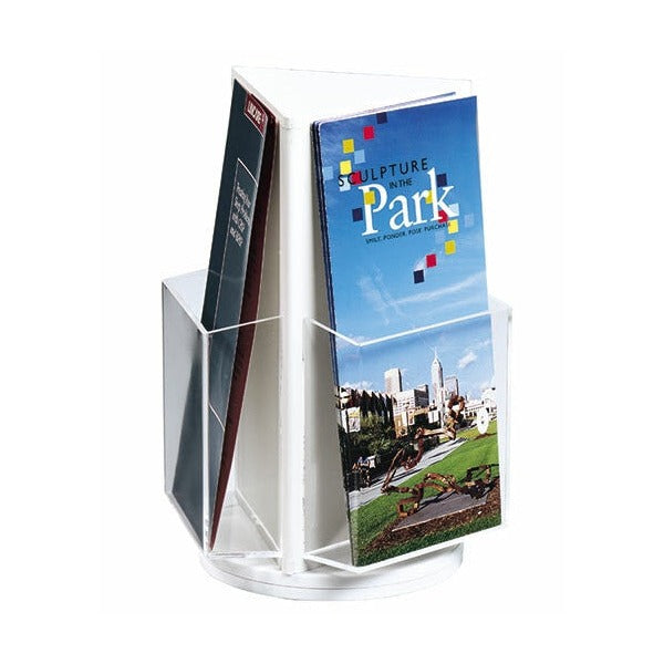Deflecto rotating countertop DL brochure holder, side view