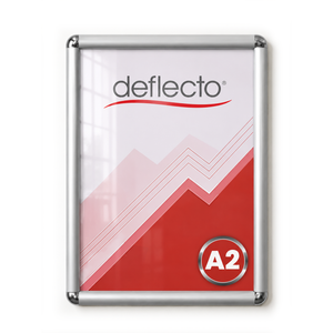 Deflecto Rounded Edge Snap Frame Silver A2 25mm front view