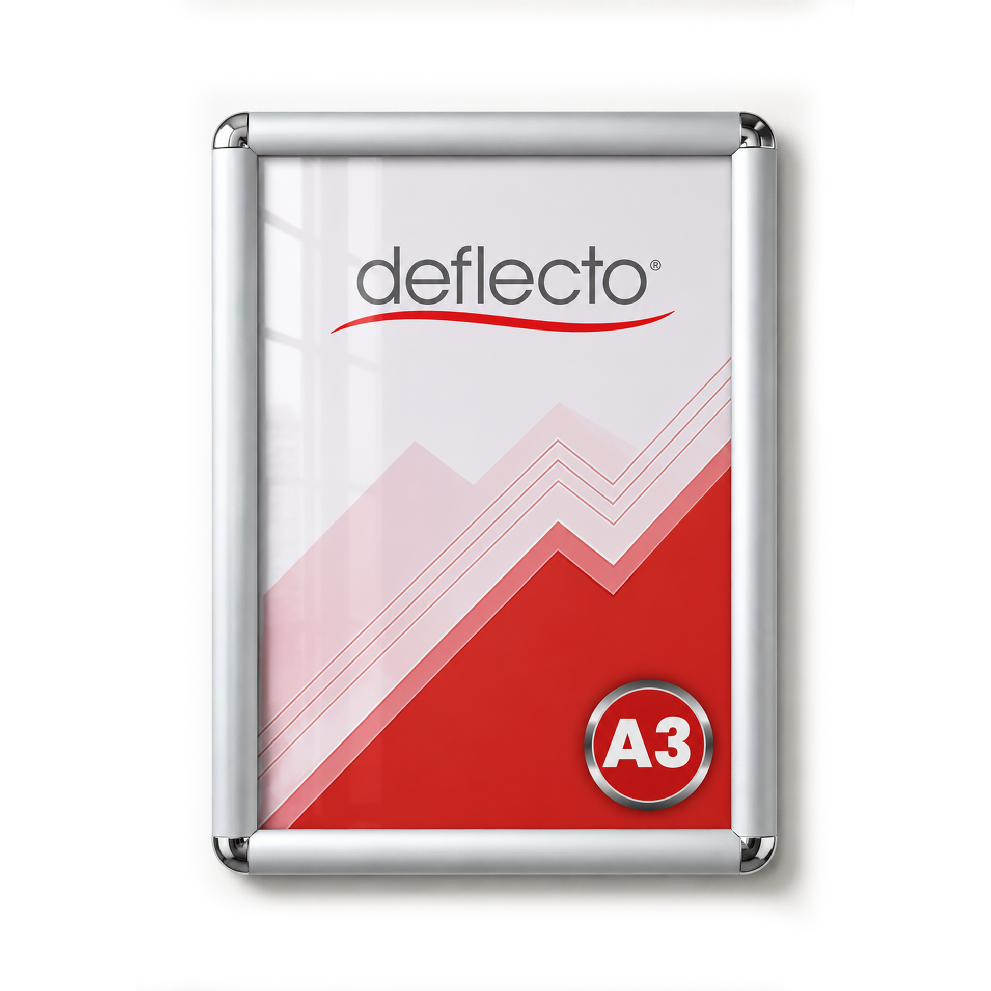Deflecto Rounded Edge Snap Frame Silver A3 25mm front view