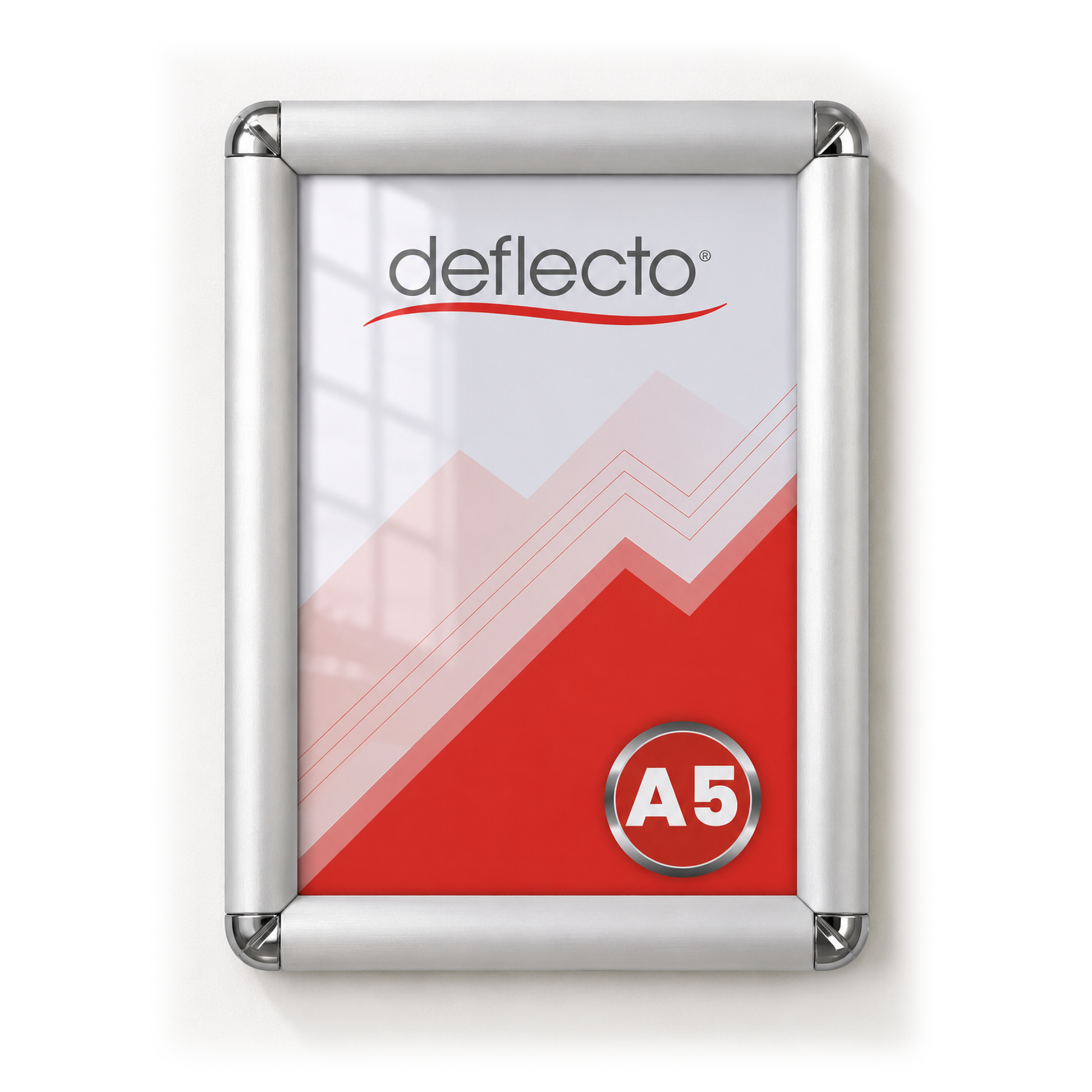Deflecto Rounded Edge Snap Frame Silver A5 25mm front view