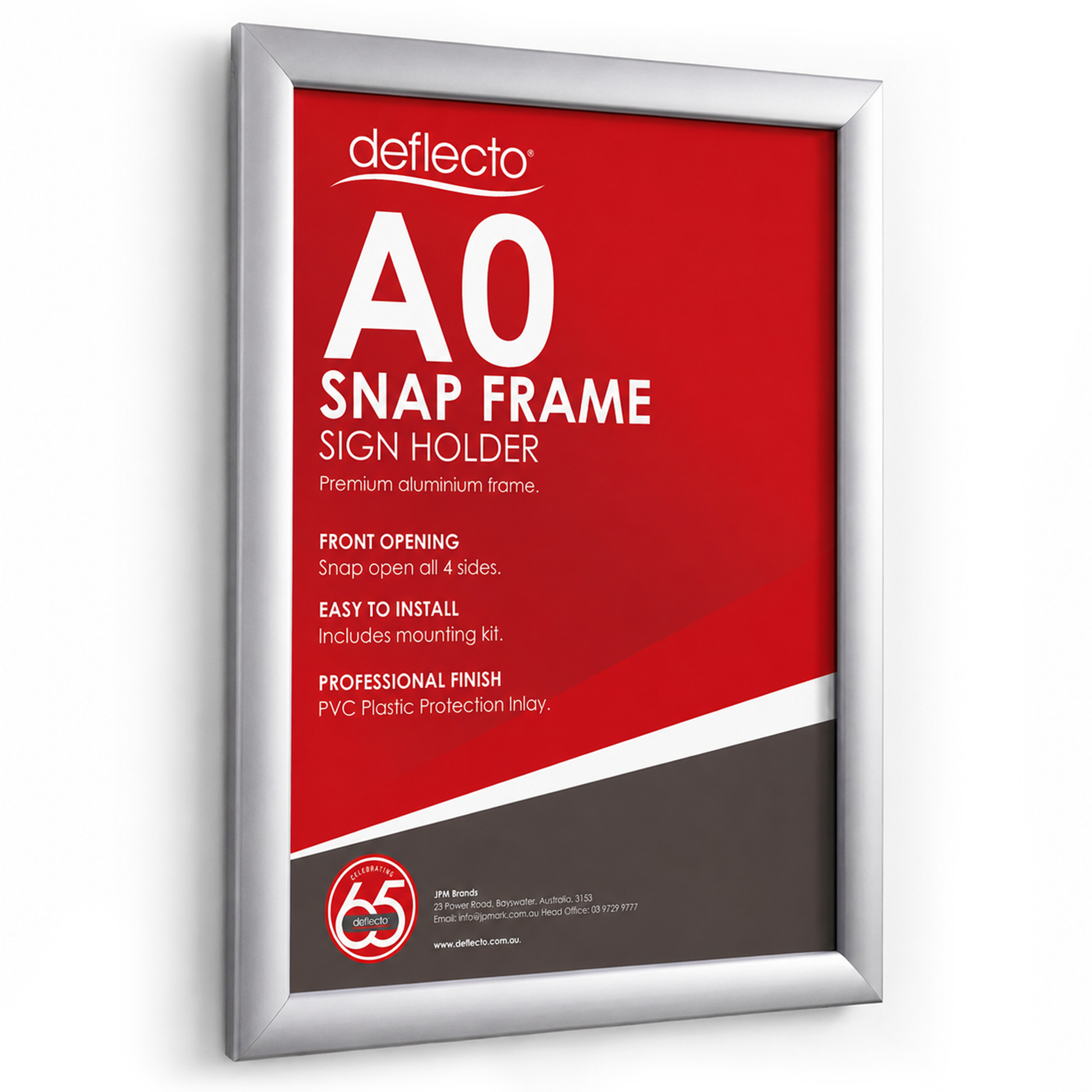 Deflecto Silver Aluminium Snap Frame A0 32mm profile front view