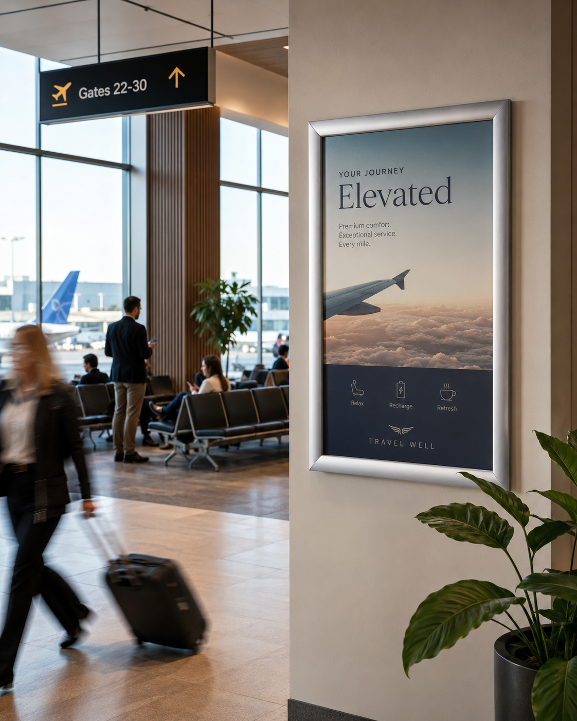 Deflecto Silver Aluminium Snap Frame A1 32mm in use lifestyle display