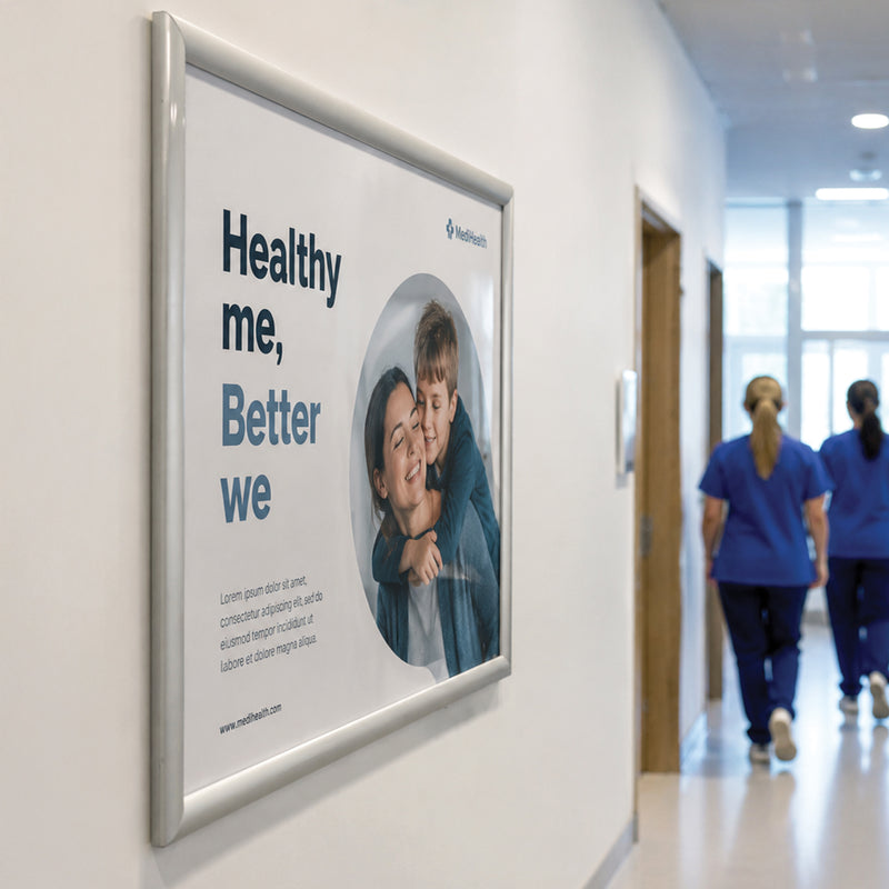 Deflecto Silver Aluminium Snap Frame A2 25mm wall mounted retail display