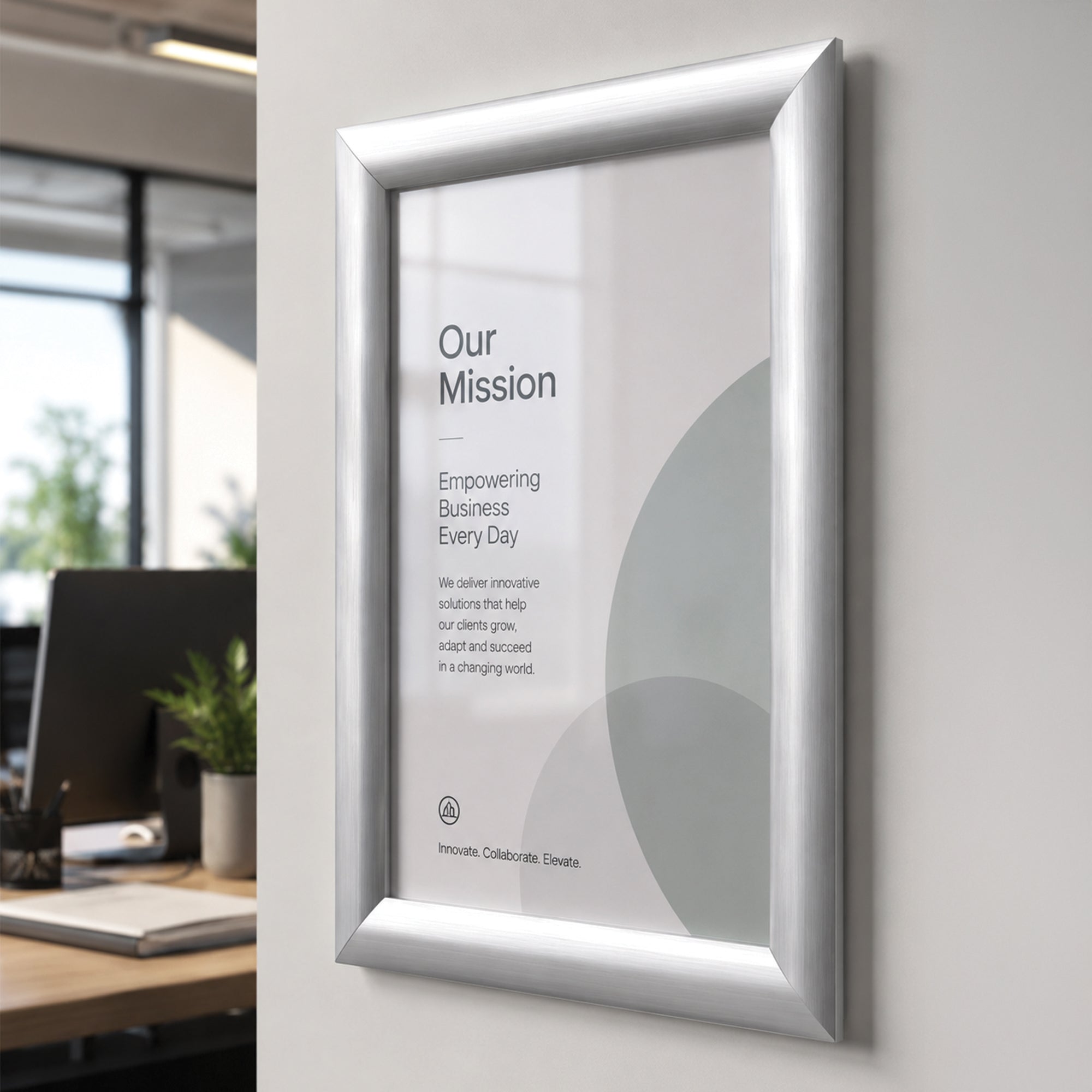 Deflecto Silver Aluminium Snap Frame A4 25mm wall mounted office signage
