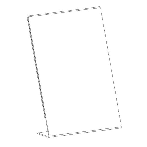 Deflecto clear A5 portrait slanted sign holder, product shot