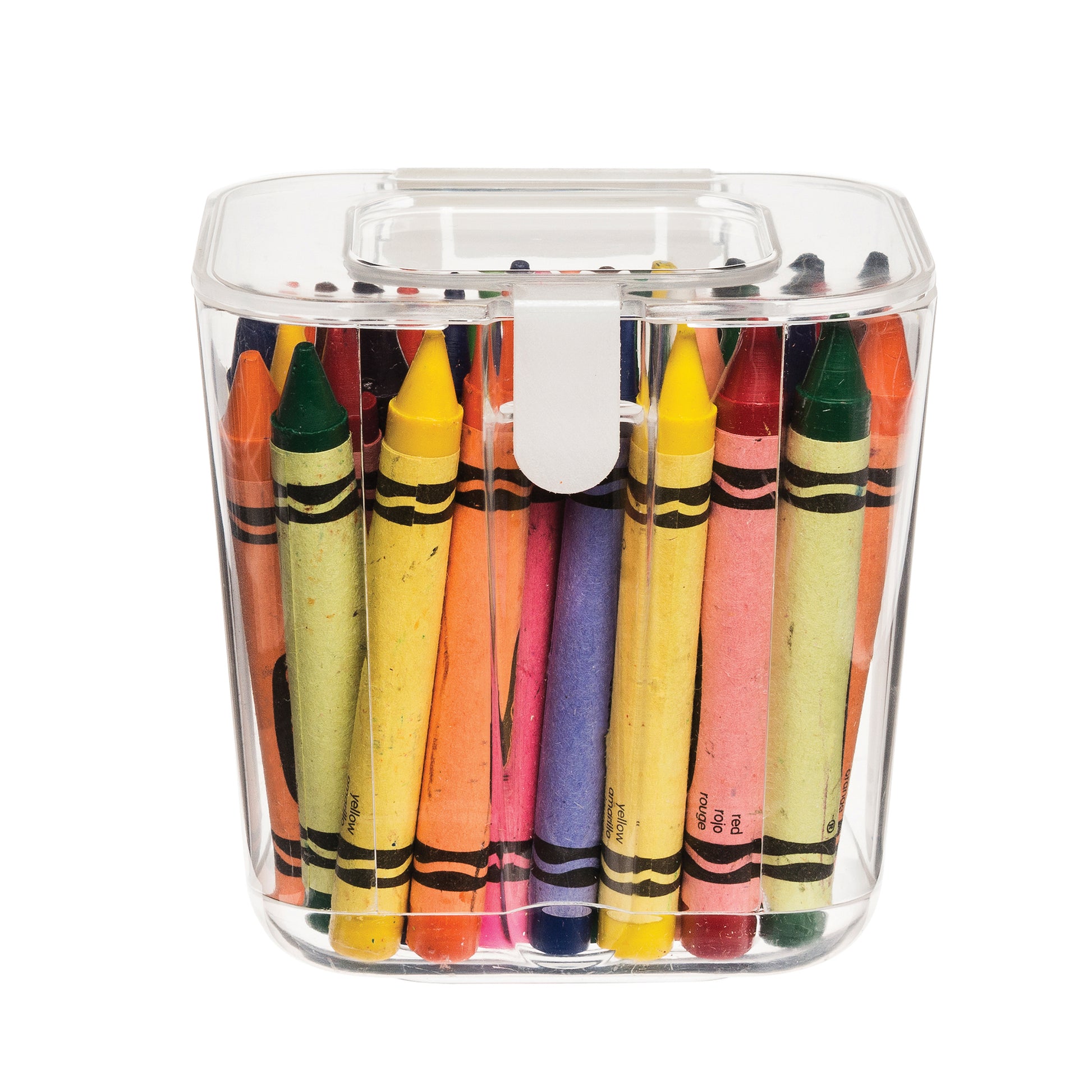 Deflecto clear small storage caddy container, front view