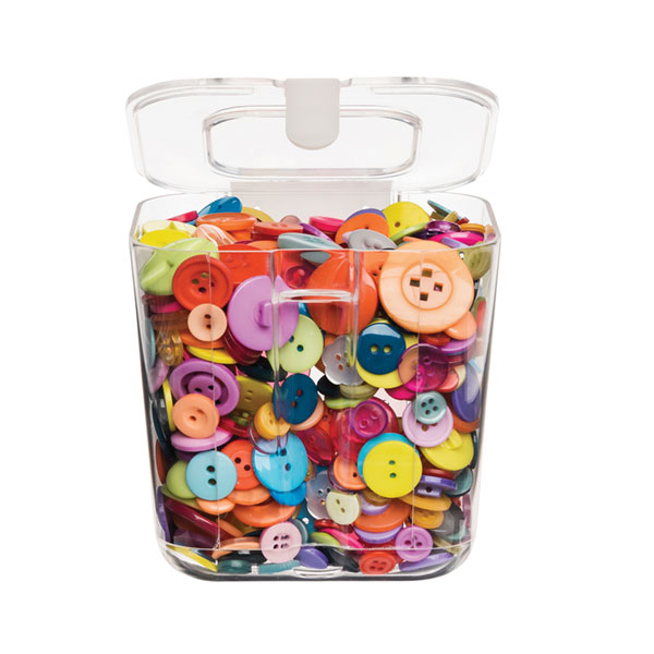 Deflecto clear storage caddy holding stationery and supplies