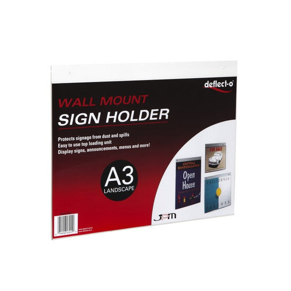 Deflecto A3 landscape wall-mount sign holder, front view