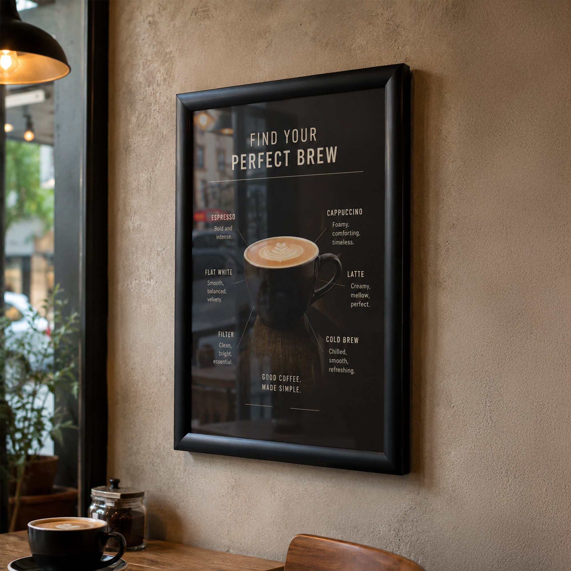 Deflecto Water Resistant Snap Frame Black A3 25mm menu display in use