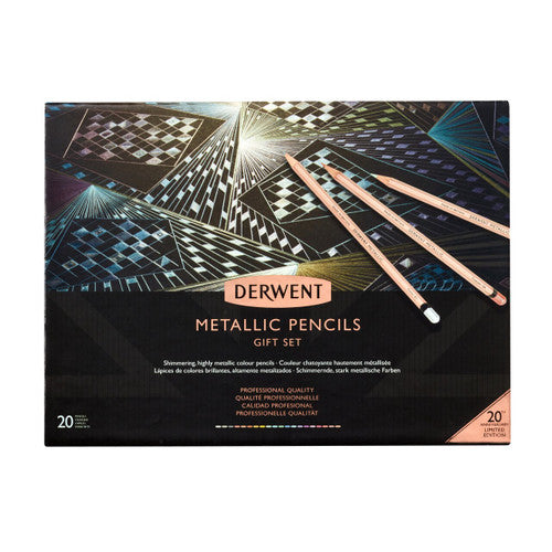 Derwent Academy 20th Anniversary Metallic Pencils Assorted Set of 20. Derwent Academy 20th Anniversary Metallic Pencils set of 20 in assorted colours.