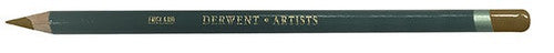Derwent Artists Pencil Bronze Box of 6. Close-up of Derwent Artists Pencil Bronze tip showing large colour strip.