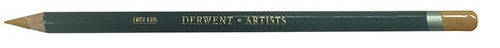 Derwent Artists Pencil Brown Ochre Box of 6. Close-up of Derwent Artists Pencil tip showing Brown Ochre pigment.