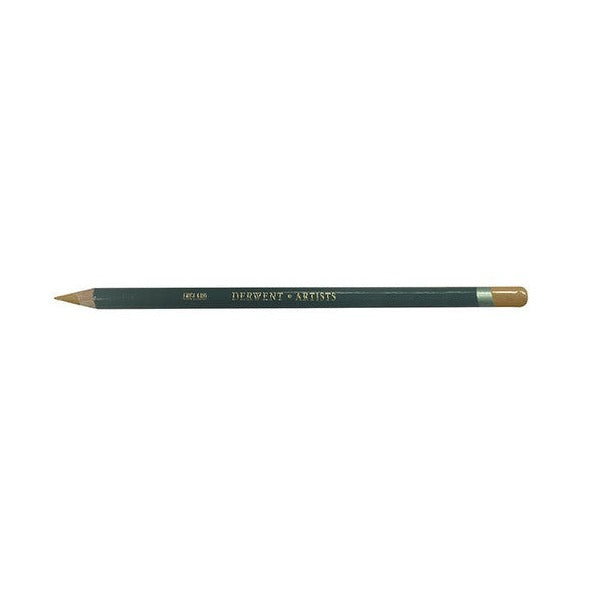 Derwent Artists Pencil Brown Ochre Box of 6. Close-up of Derwent Artists Pencil tip showing Brown Ochre pigment.