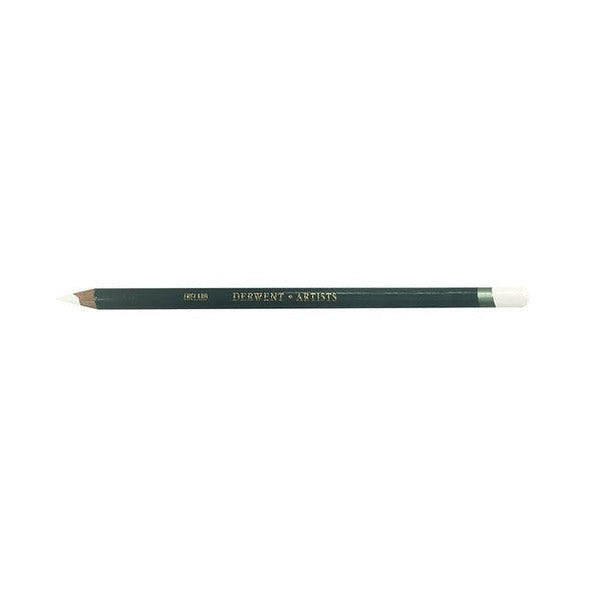 Derwent Artists Pencil Chinese White Box of 6. Close-up of Derwent Artists Pencil tip showing Chinese White pigment.