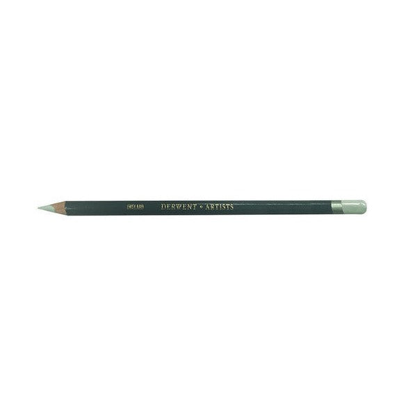 Derwent Artists Pencil French Grey Box of 6. Close-up of Derwent Artists Pencil aquamarine barrel with double-dipped end.