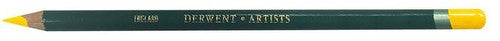Derwent Artists Pencil Gold Box of 6. Close-up of Derwent Artists Pencil showing aquamarine barrel and double-dipped gold end.