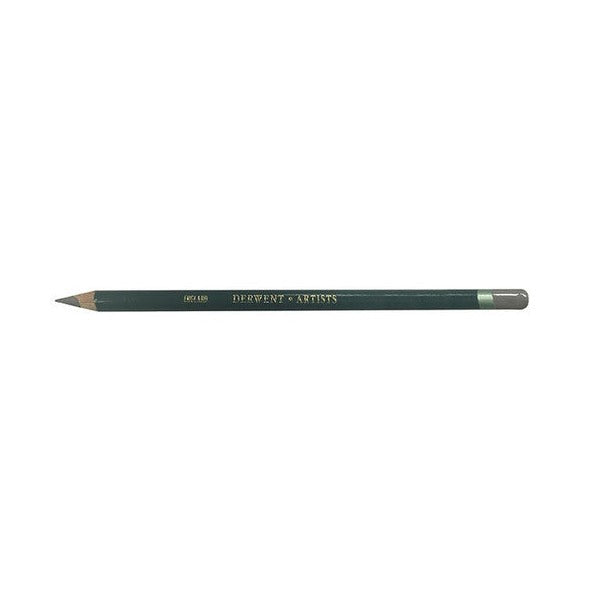 Derwent Artists Pencil Gunmetal Box of 6. Front of Derwent Artists Pencil Gunmetal retail box of 6