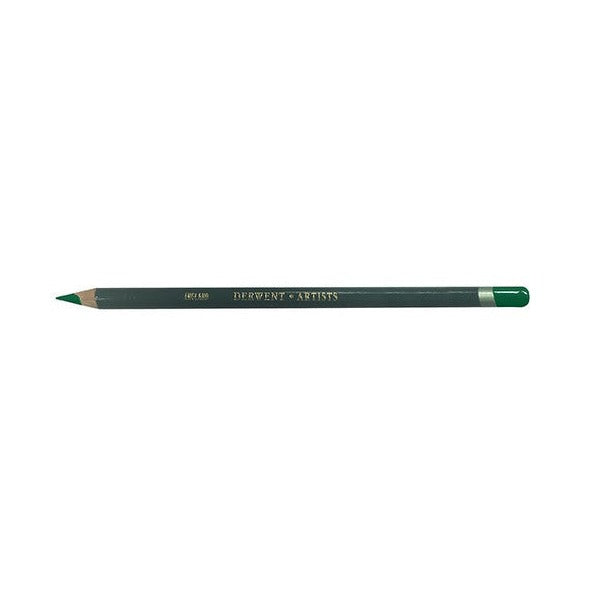 Derwent Artists Pencil Juniper Green Box of 6. Close-up of Derwent Artists Pencil tip showing Juniper Green colour.