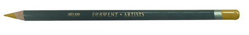 Derwent Artists Pencil Raw Sienna 5800 Box of 6. Close-up of the Raw Sienna 5800 pencil tip showing the large colour strip.