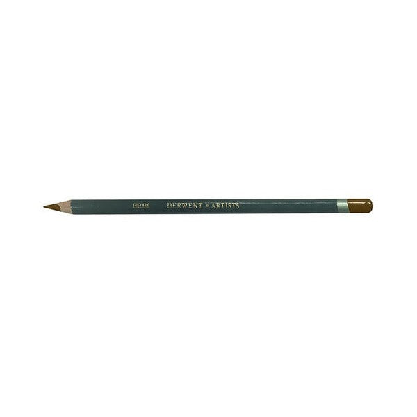 Derwent Artists Pencil Vandyke Brown Box of 6. Close-up of Derwent Artists Pencil Vandyke Brown colour tip.