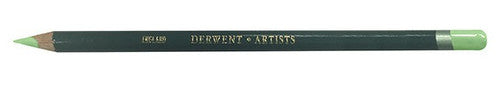 Derwent Artists Pencil Water Green Box of 6. Close-up of Derwent Artists Pencil Water Green tip showing large diameter colour core.