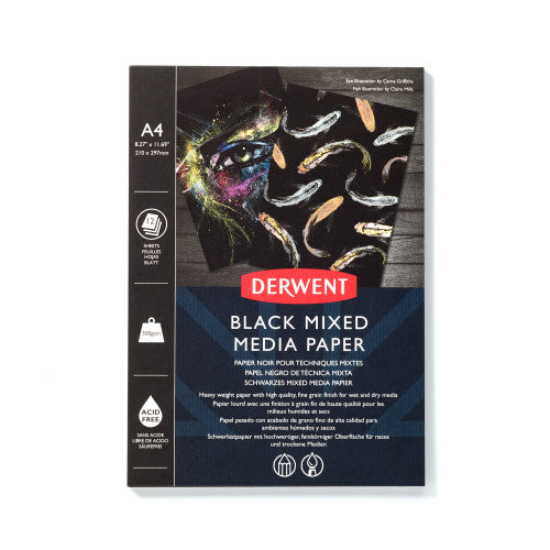 Derwent Academy Black Mixed Media Pad A4 front cover