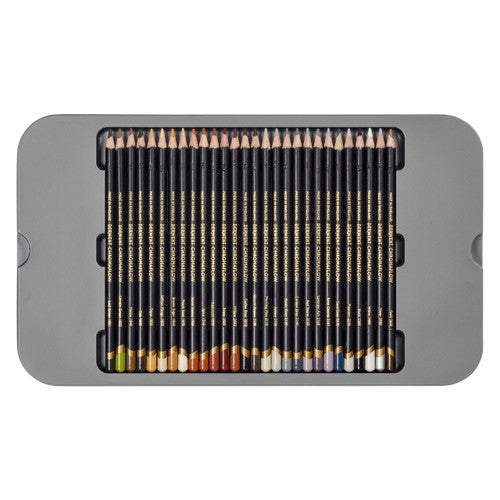 Derwent Chromaflow Pencils Assorted Tin of 100. Derwent Chromaflow soft-core pencils on a white background.