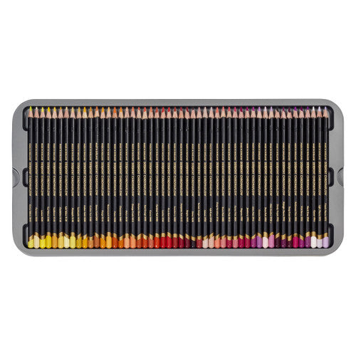 Derwent Chromaflow Pencils Assorted Tin of 150. Derwent Chromaflow soft core pencils arranged by colour family.