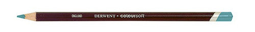 Derwent Coloursoft Pencil Baby Blue Box of 6. Close-up of Baby Blue C340 Derwent Coloursoft pencil tip showing soft colour strip.