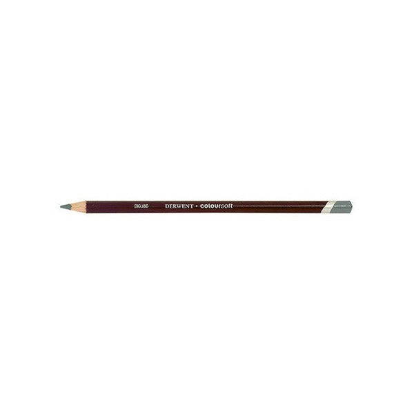 Derwent Coloursoft Pencil Dove Grey Box of 6. Close-up of Derwent Coloursoft Dove Grey C670 pencil tip showing soft velvety core.