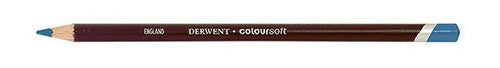 Derwent Coloursoft Pencil Iced Blue Box of 6. Close-up of Derwent Coloursoft Iced Blue C350 pencil tip showing soft colour strip.