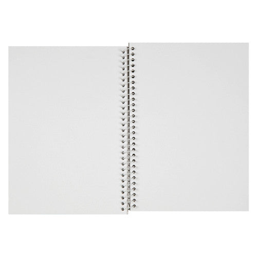 Derwent Academy Drawing Pad A5 Portrait 80 Pages Box of 5. Side view of Derwent Academy Drawing Pad highlighting single wire spiral spine binding.