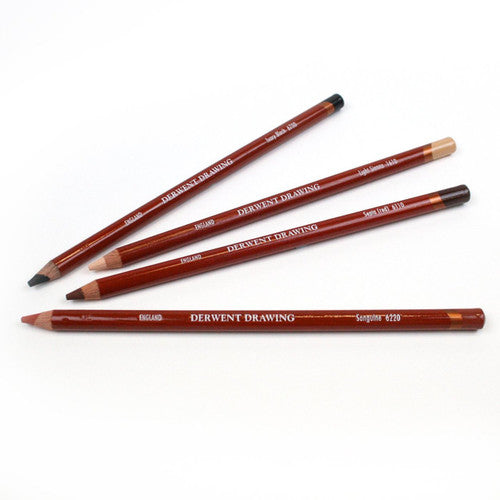 Derwent Drawing Pencil Smoke Blue Box of 6. Box of 6 Derwent Drawing Pencils in Smoke Blue with light mahogany stained barrels.