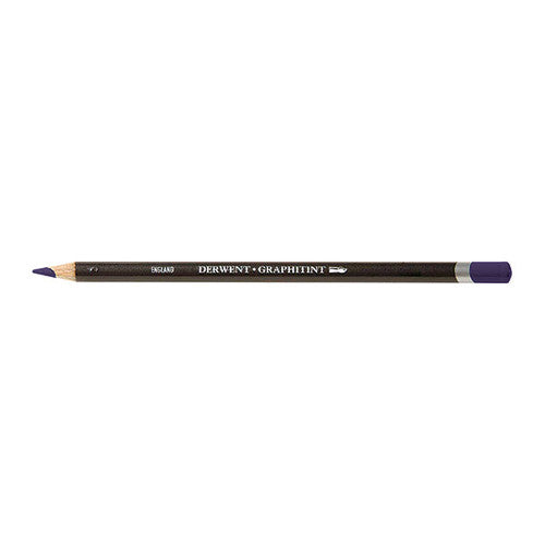 Derwent Graphitint Pencil Aubergine Box of 6. Derwent Graphitint Aubergine pencil showing grey metallic barrel with colour-coded end dip.