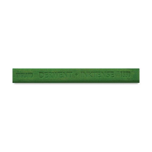 Derwent Inktense Block Spring Green Pack of 6. Six Derwent Inktense Spring Green blocks laid flat showing shade 1550 colour on block ends.