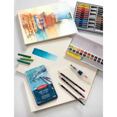 Derwent Inktense Paper Pad 9 x 12 Pack of 4. Pack of 4 Derwent Inktense archival paper pads made in Britain.