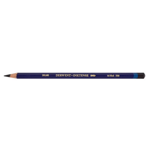 Derwent Inktense Pencil Ink Black Box of 6. Derwent Inktense Ink Black pencils box of 6 viewed from the front.