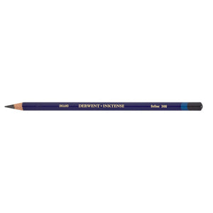 Derwent Inktense Outliner pencil, colour 2400, lying flat and sharpened, with the colour name and number printed in gold on the blue barrel
