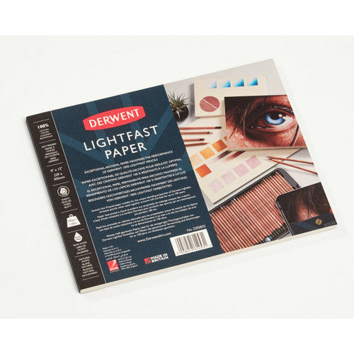 Derwent Lightfast Paper Pad 12 x 10 Pack of 4. Derwent Lightfast 300gsm smooth hot pressed cotton paper pad, natural white, 20 sheets, pack of 4.