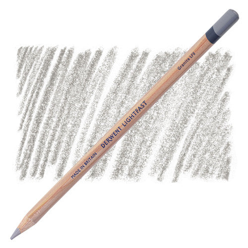 Derwent Lightfast oil-based pencils in Granite shade, pack of 6, displayed together showing pencil tips and colour
