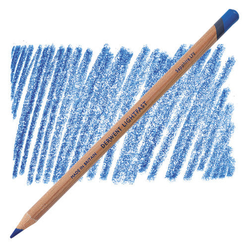 Derwent Lightfast Sapphire oil-based coloured pencils, pack of 6, shown together on a white background