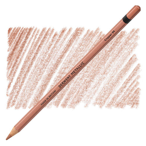 Derwent Academy Metallic Coloured Pencil Copper Box of 6. Derwent Academy Copper Metallic Coloured Pencils box of 6 on white background.