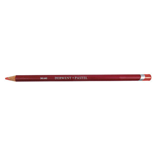 Derwent Academy Pastel Pencil Tangerine Box of 6. Close-up of Tangerine pastel pencil tip showing soft colour strip.