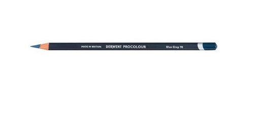 Derwent Procolour Pencil Blue Grey Box of 6. Derwent Procolour Blue Grey 70 pencils box of 6 front view on white background.