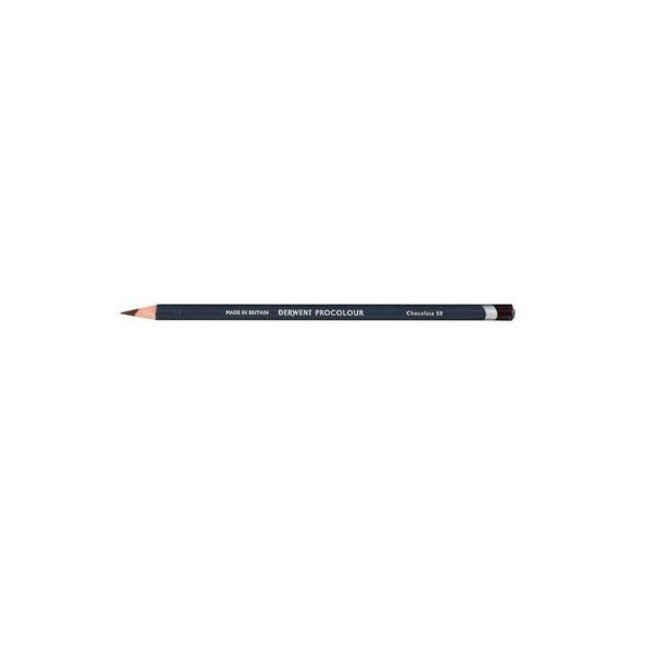 Derwent Procolour Pencil Chocolate Box of 6. Derwent Procolour Chocolate shade 58 pencils, box of 6, front view.