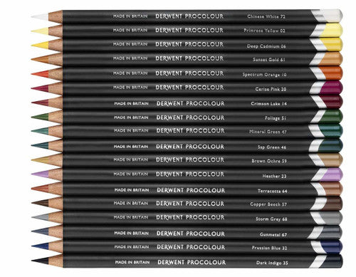 Derwent Procolour Pencil Distant Green Box of 6. Derwent Procolour pencil cross-section highlighting the richly pigmented core.