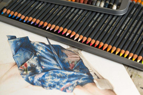 Derwent Procolour Pencil Prussian Blue Box of 6. Derwent Procolour Prussian Blue pencils alongside other Procolour shades.