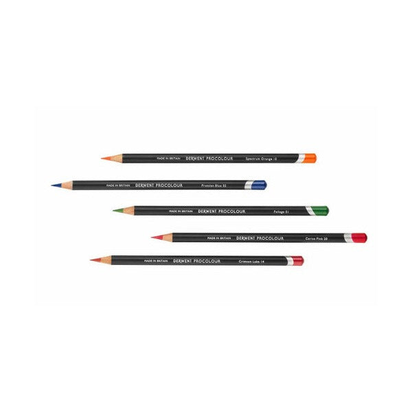 Derwent Procolour Pencil Salmon Box of 6. Derwent Procolour pencil salmon shade colour swatch on white paper.
