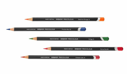 Derwent Procolour Pencil Sunset Gold Box of 6. Derwent Procolour pencil barrel showing Sunset Gold colour label.