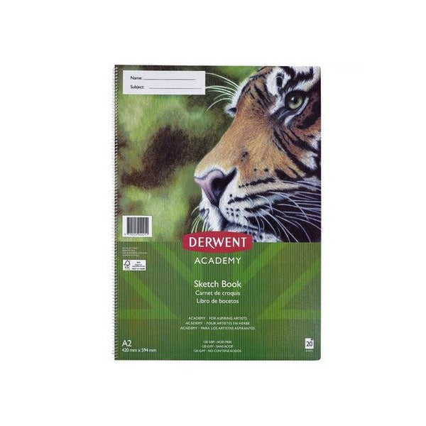Derwent Academy Sketch Book A2 Portrait 20 Pages Pack of 5. Derwent Academy A2 Portrait Sketch Book with card cover, spiral bound, 120gsm paper.